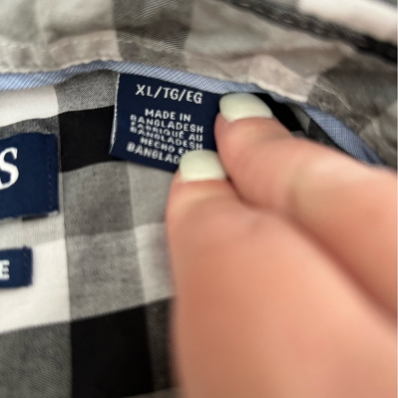 Chaps extra large button down dress shirt black/white checkered - Picture 3 of 11